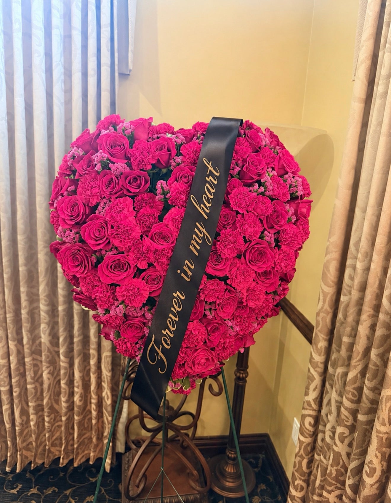 Forever in My Heart - Red Rose Funeral Heart