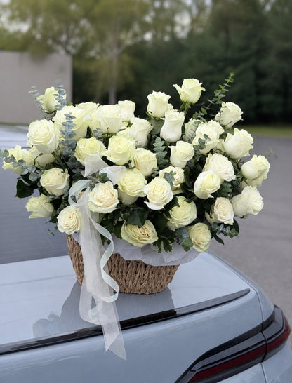 Love, Always — White Rose Basket
