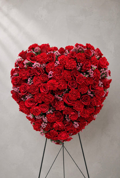 Forever in My Heart - Red Rose Funeral Heart