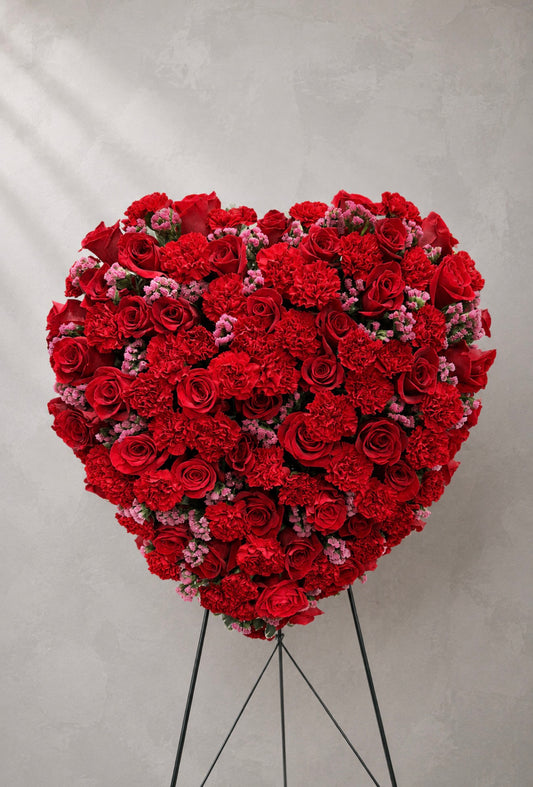 Forever in My Heart - Red Rose Funeral Heart