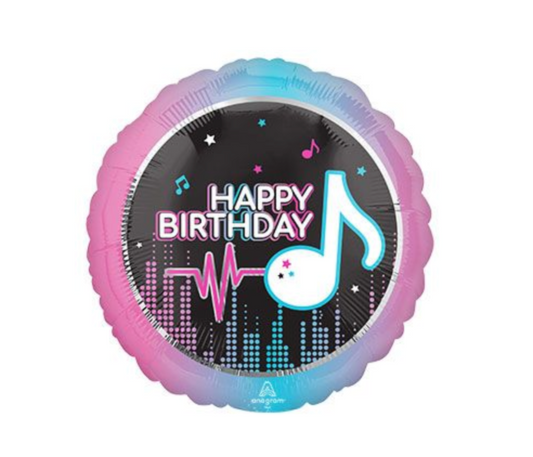 TikTok Theme Happy Birthday 18” Helium Foil Balloon
