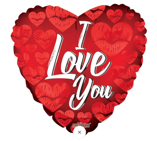 I Love You Kisses 18” Metallic Helium Foil Balloon