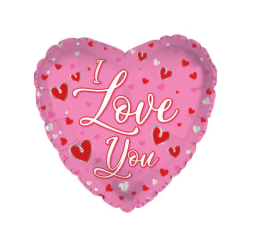 I Love You Pink Hearts 18” Helium Foil Balloon