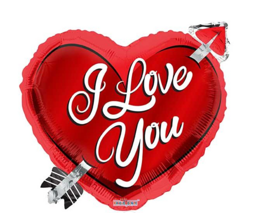 I Love You Heart with Arrow 18” Helium Foil Balloon