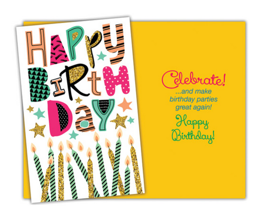 Happy Birthday Candles Celebration Greeting Card