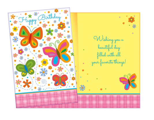 Butterfly Garden Happy Birthday Greeting Card