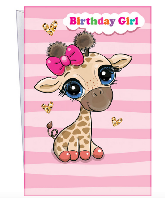 Birthday Girl Giraffe Coloring Greeting Card
