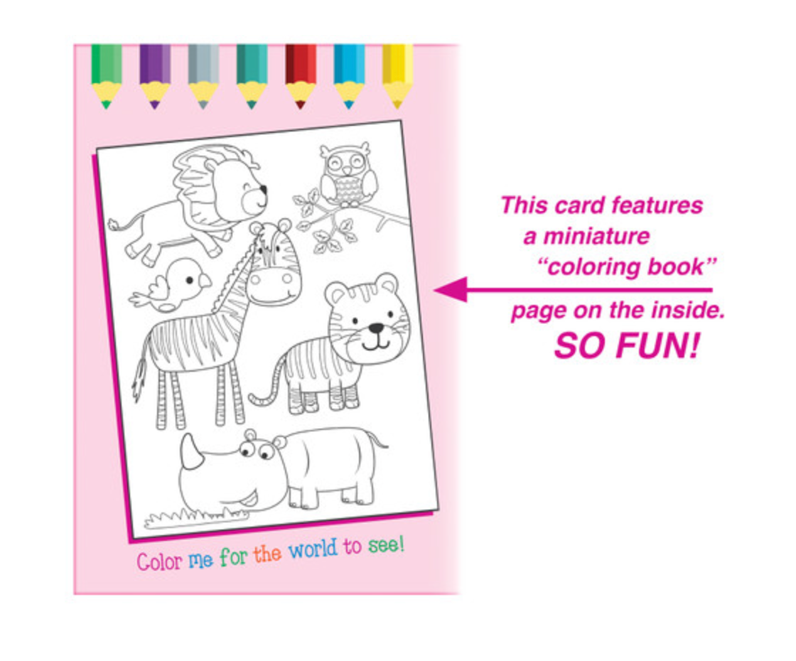 Birthday Girl Giraffe Coloring Greeting Card