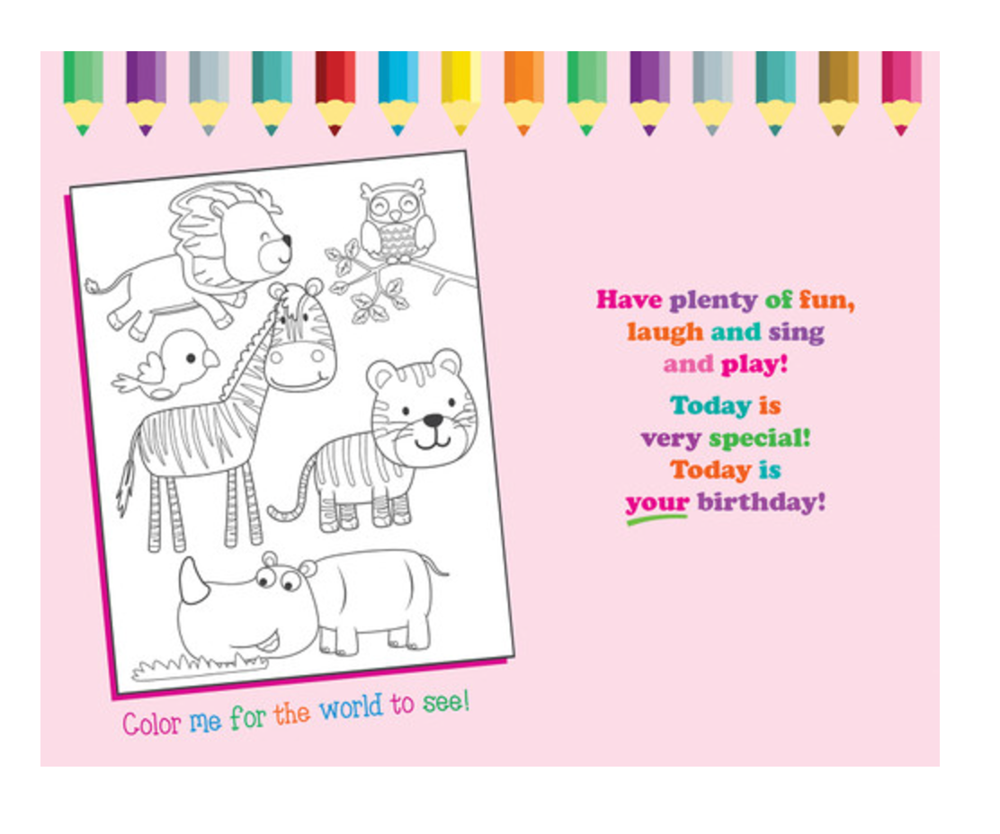 Birthday Girl Giraffe Coloring Greeting Card