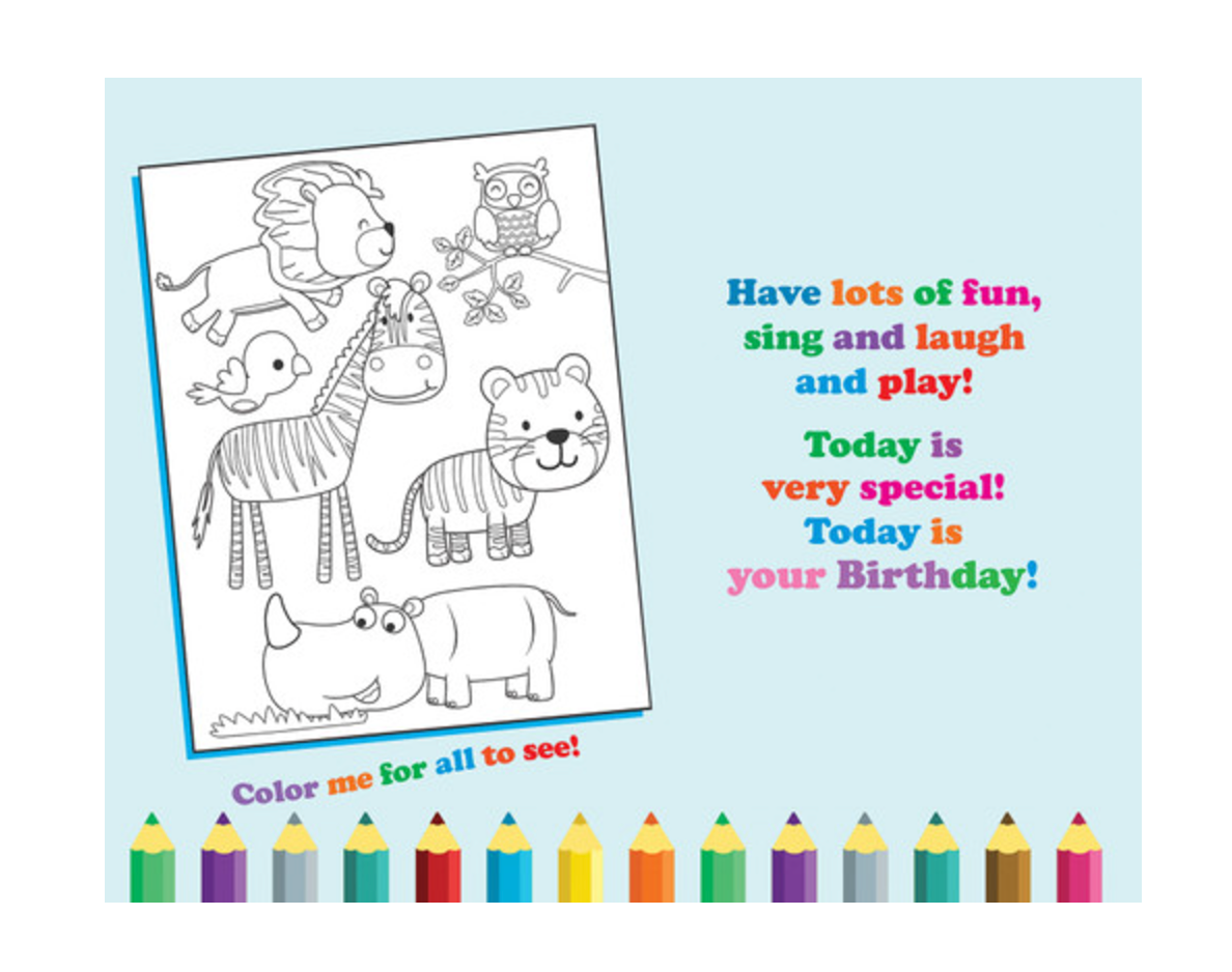 Birthday Boy Giraffe Coloring Greeting Card