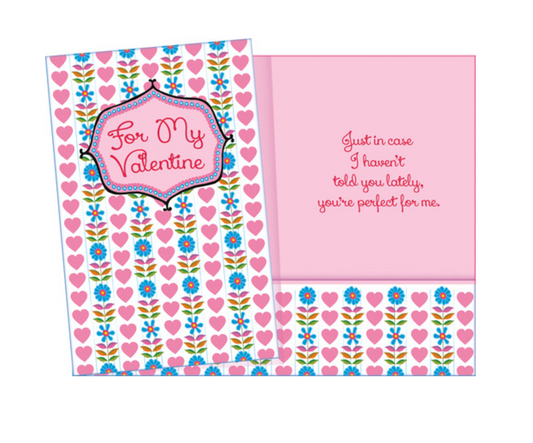 For My Valentine – Heart & Floral Love Greeting Card