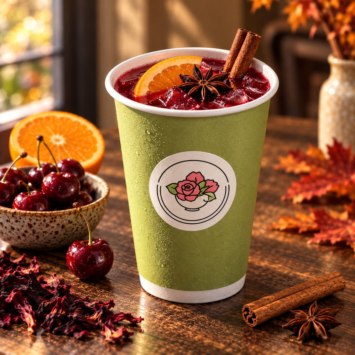 Cherry Hibiscus Punch at Flower Lab Coffee